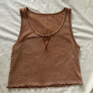 American Eagle Outfitters Brown Ribbed Cropped Tank Top Size Medium